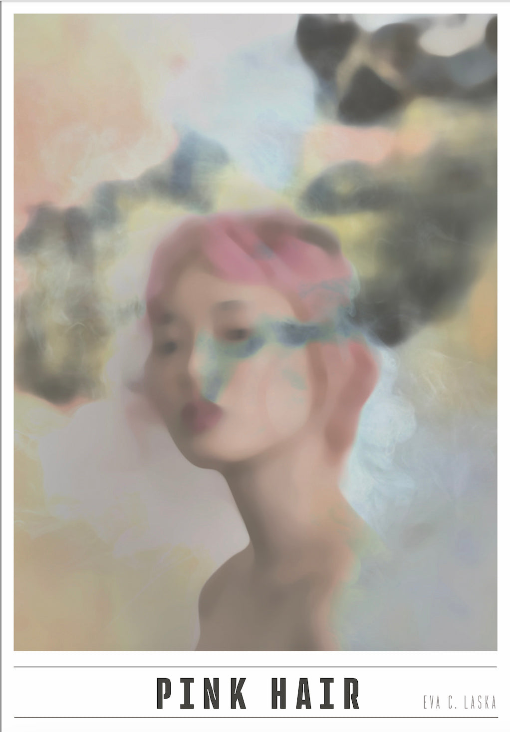 PINK HAIR , kunstplakat, Artposter, portrett, abstrakt