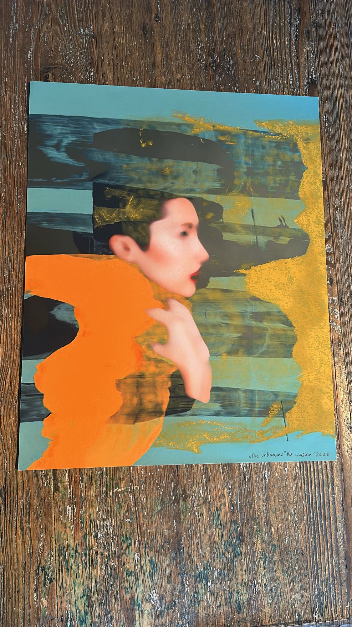 Woman in orange, KUN 1 eksemplar, UNIKA, str 40 x 50 cm