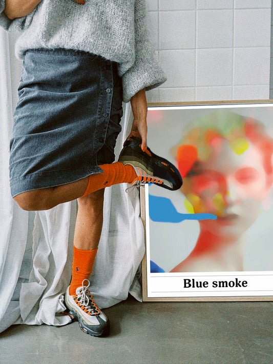 BLUE SMOKE, BESTSELLER kunstplakat, Artposter, portrett, abstrakt