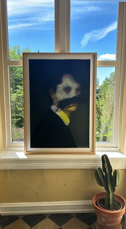 "Edvard",  Håndkororert, nummerert og signert, i eikeramme med Ar glass