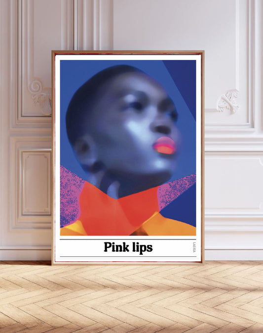 PINK LIPS, Kunstplakat, Artposter, Portrett, Abstrakt