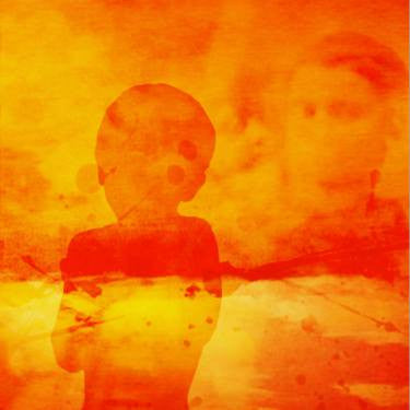 BOY IN ORANGE, håndkolorerte trykk